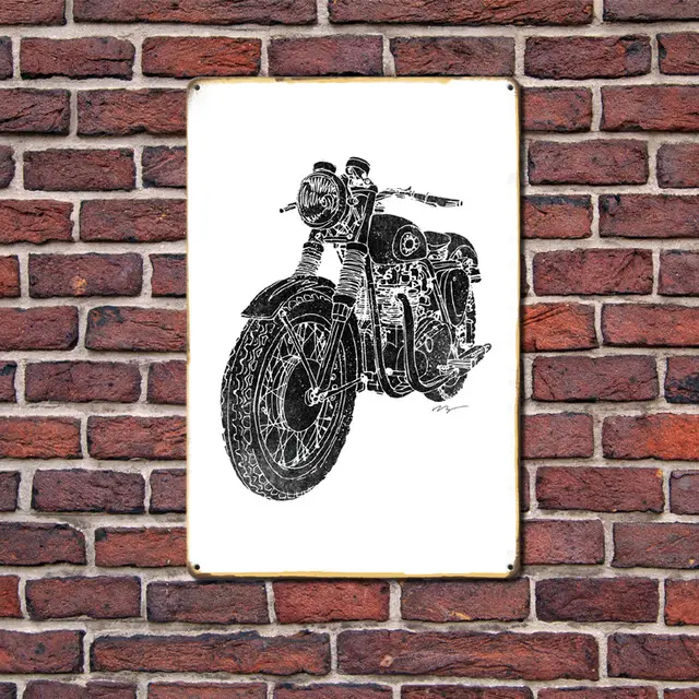 Can Produce And Customize The New Retro Tin Mural, Motorcycle Living Room Background Wall Retro14 - Shop at LoveMi