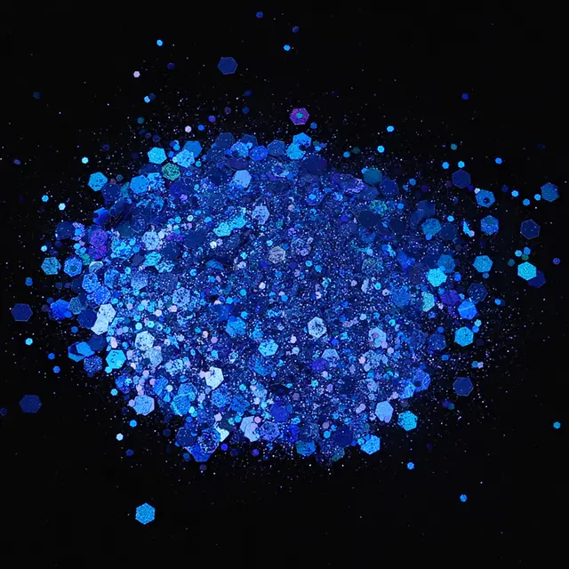 50G Mixed Hexagonal Silver Glitter Laser Sequins Diy Manicure Art Decoration Ten Colors Into Dark Blue - Shop at LoveMi
