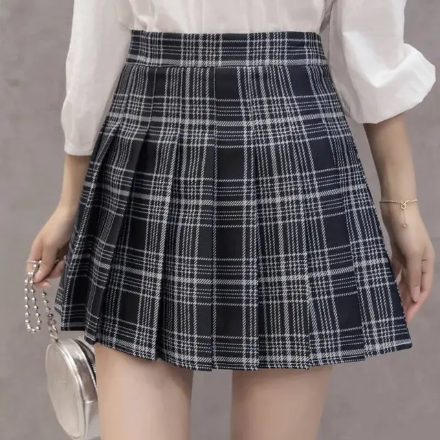Fashion And Simple Ladies A Line Plaid Pleated Skirt H - Shop at LoveMi