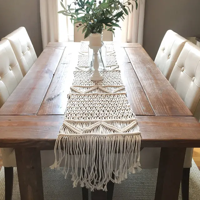 Woven Table Hand Woven Table Blanket Decoration Tablecloth Eco Friendly Cotton Rope Vv Beige - Shop at LoveMi
