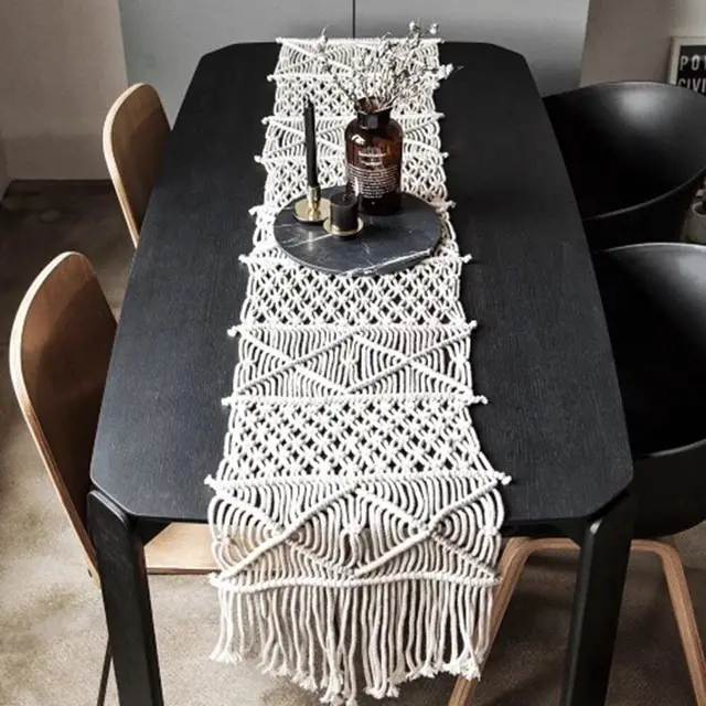 Woven Table Hand Woven Table Blanket Decoration Tablecloth Eco Friendly Cotton Rope Xx Beige - Shop at LoveMi