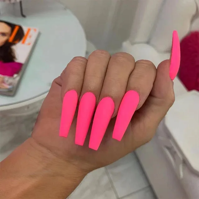Solid Color Long Ballet Series Wearing Nail Finished Product False Nail Manicure Patch Nail Patch Waterproof Detachable - Shop at LoveMi