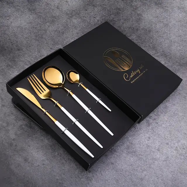 Four Piece Set, Golden Knife And Fork, Portuguese Western Tableware Set Master Four Platinum - Shop at LoveMi