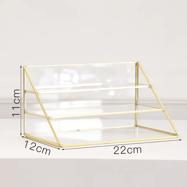 Retro Brass Glass Three Layer Jewelry Rack Earrings Bracelet Jewelry Store Shopping Mall Storage Display Display Stand Issued On Behalf Of Three Layers - Shop at LoveMi