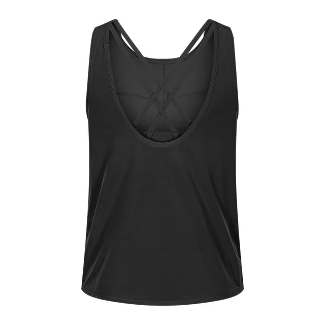 New Style Loose And Breathable U Shaped Blouse Two In One Cross Beauty Back Up Shockproof Sports Bra Black - Shop at LoveMi
