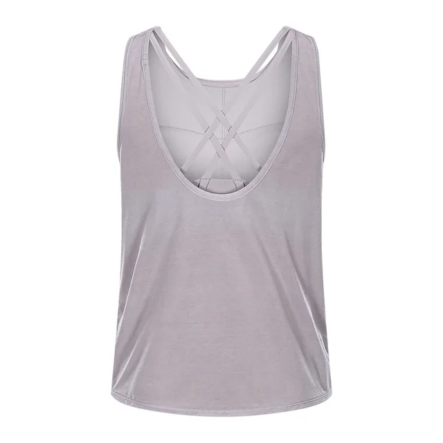 New Style Loose And Breathable U Shaped Blouse Two In One Cross Beauty Back Up Shockproof Sports Bra Grey - Shop at LoveMi