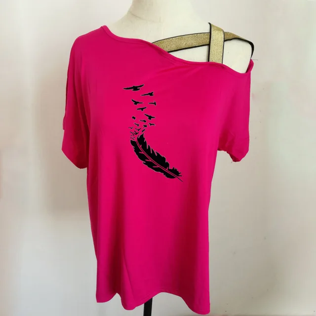 Fashion Short Sleeve Tshirt Womens Casual Summer Red Pink - Shop at LoveMi