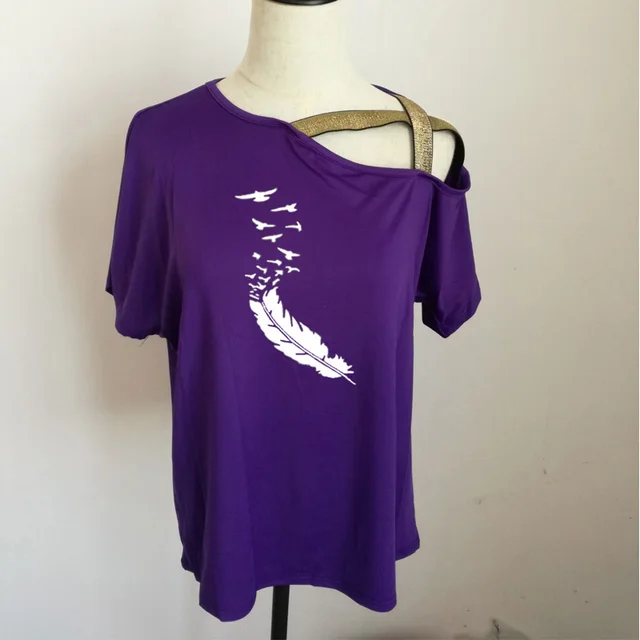 Fashion Short Sleeve Tshirt Womens Casual Summer Red Purple - Shop at LoveMi