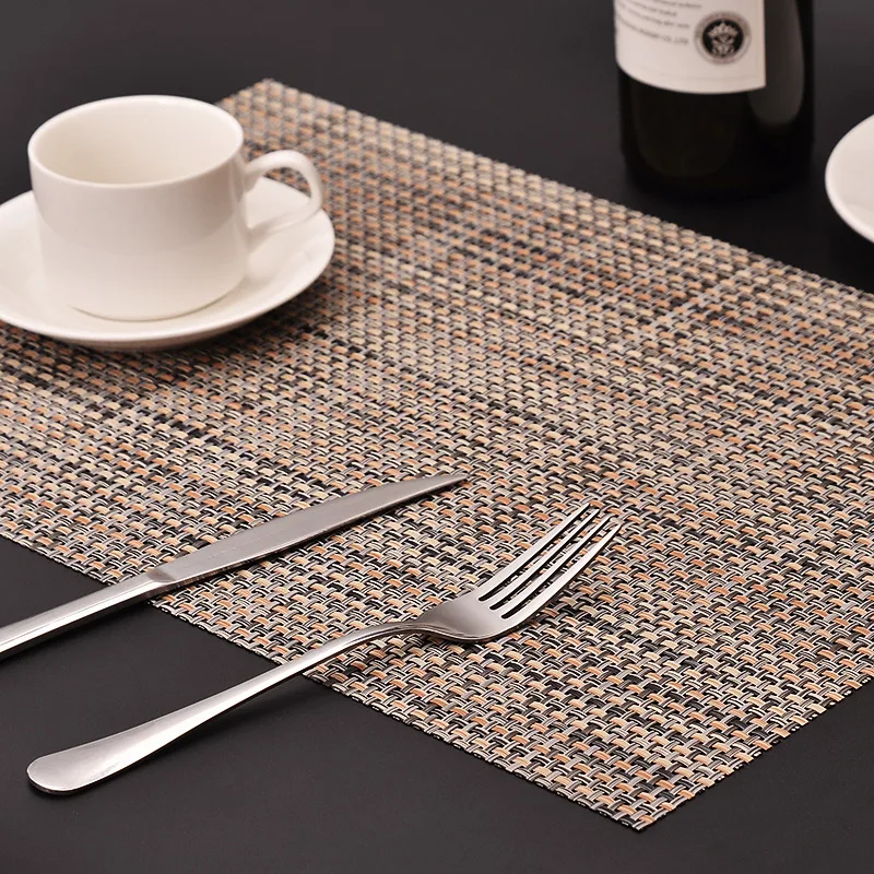 Pvc Heat-Insulating Western Table Cloth Cups And Dishes Mats Disposable Simple Rectangular Placemats - Brown Coffee