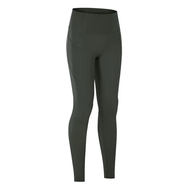 Pocket High Waist Yoga Pants Without T Line Dark Green - Shop at LoveMi
