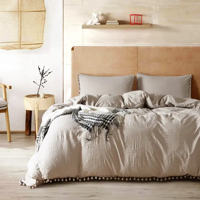 Home Textile Three piece Duvet Cover Bedding Solid Color Duvet Cover Kit Khaki - Shop at LoveMi