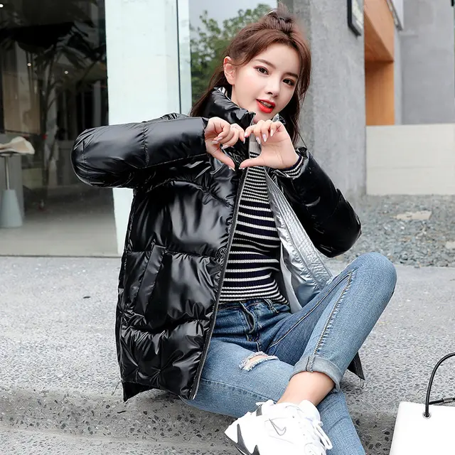 Bread Jacket Stand Collar Padded Jacket Women'S Padded Jacket Black - Shop at LoveMi