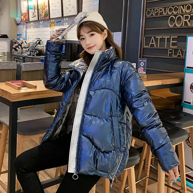 Bread Jacket Stand Collar Padded Jacket Women'S Padded Jacket Dark Blue - Shop at LoveMi