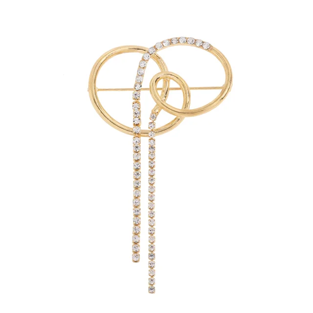Exaggerated Catwalk Feng Shui Diamond Tassel Brooch Gold - Shop at LoveMi