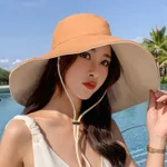 Double-Sided Oversized Brim Sunscreen Fisherman Hat Female - Orange