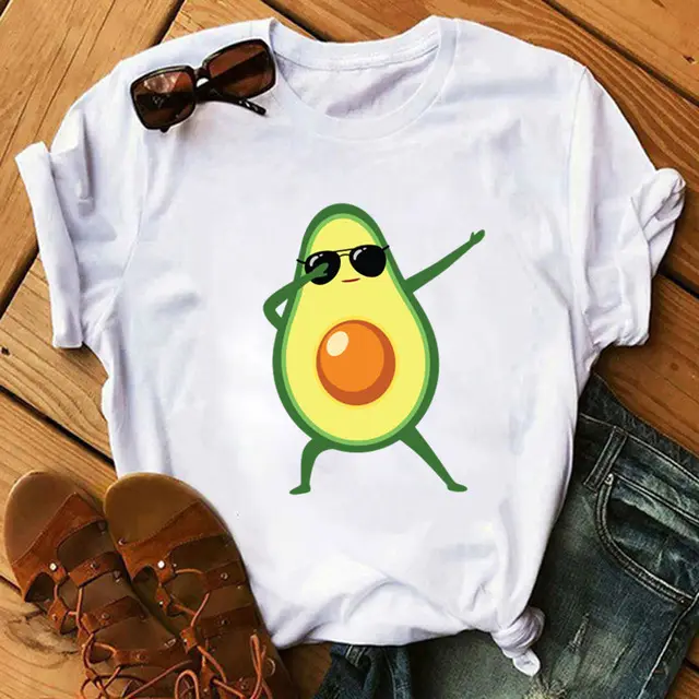Spring Women'S Short Sleeved T Shirt Cartoon Avocado Creative Printing A01174 - Shop at LoveMi