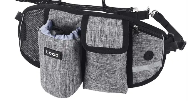 Dog Training Leash Waist Bag Hands Free Outdoor Pet Running Walking Leash Portable Dog Food Water Cup Storage Bags Grey - Shop at LoveMi