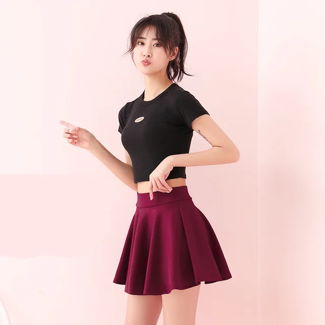 Women'S Short Skirt Summer Cotton Skirt Korean Sun Skirt A Group Claret B - Shop at LoveMi