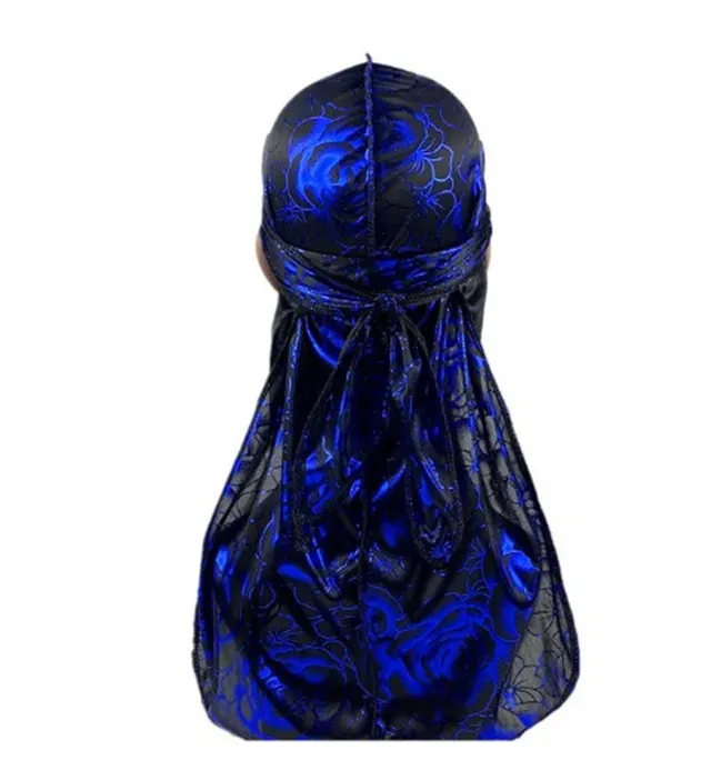 Rose Imitation Silk Long Tail Pirate Hat Toe Cap Black Blue - Shop at LoveMi