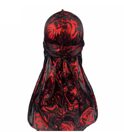 Rose Imitation Silk Long Tail Pirate Hat Toe Cap Black Red - Shop at LoveMi