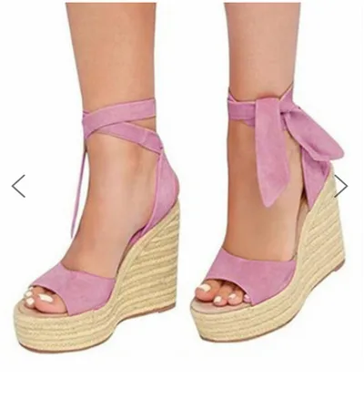 New Summer Fashion Heel Sandals With Wedge Platform Straps Pink - Shop at LoveMi