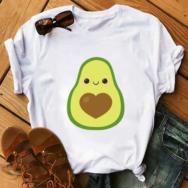 Avocado Print T Shirt Women'S Short Sleeved Women'S Bottoming Top 8 Style - Shop at LoveMi