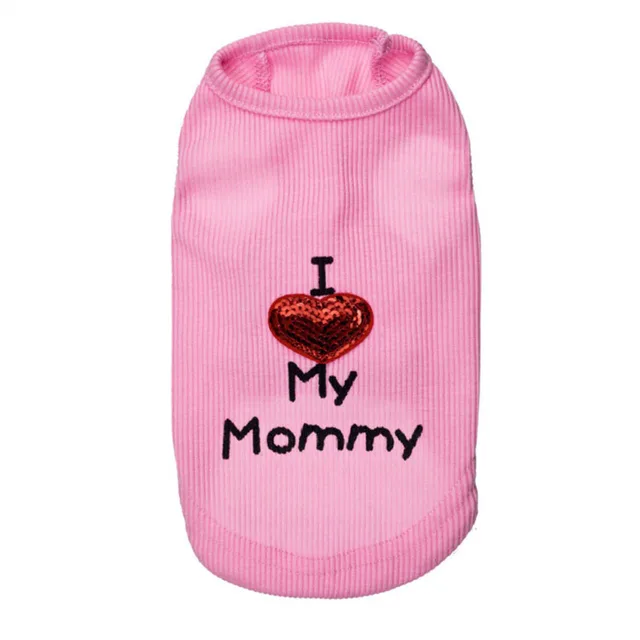 Dog Vest Clothing Pure Cotton Material I Love Mom Pet Clothes Powder - Shop at LoveMi