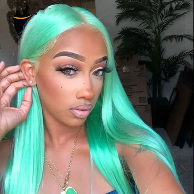Wig Long Straight Hair Color Universal Halloween Christmas New Year'S Day Annual Meeting Show Wig Fluffy Long Hair Wig Set Green - Shop at LoveMi