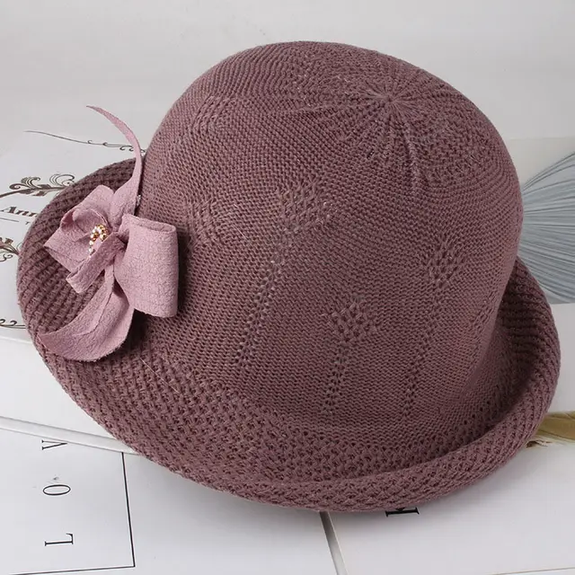 Women'S Hats Korean Version Of The Fashion Alice Along The Flower Knitted Women'S Hats Sun Hats Purple - Shop at LoveMi