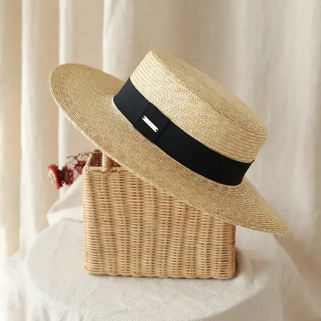 Net Red Flat Top Straw Hat Female Summer England All Match Straw Hat A1A - Shop at LoveMi