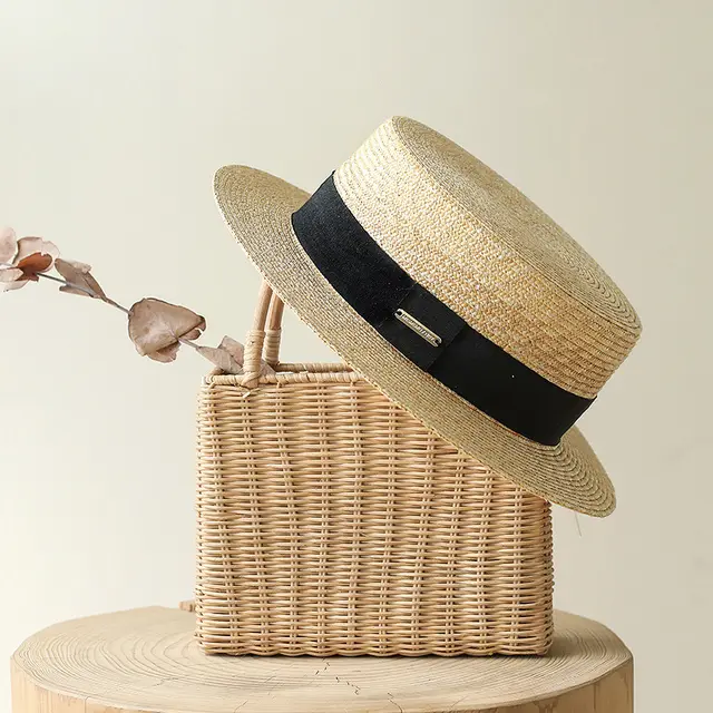 Net Red Flat Top Straw Hat Female Summer England All Match Straw Hat A2A - Shop at LoveMi
