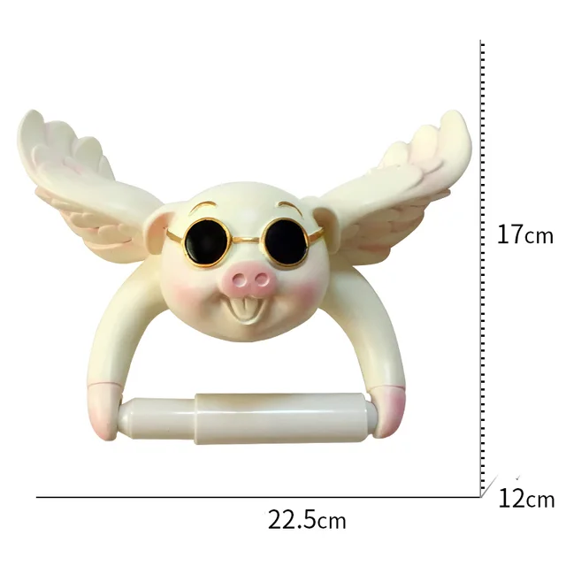 Punch-Free Bathroom Toilet Paper Kitchen Cute Wall-Mounted Roll Paper Tube - Skin Color Pig - View 1