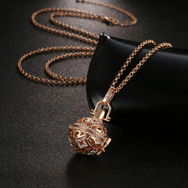Fetal Education With Perfume, Perfume, Essential Oil, Piano Beads, Pregnant Women, Fetal Education Necklace Gold Cage With Chain - Shop at LoveMi