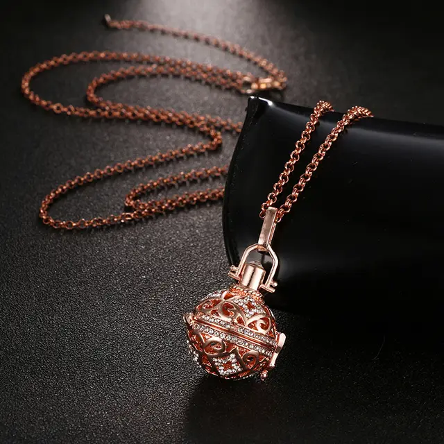 Fetal Education With Perfume, Perfume, Essential Oil, Piano Beads, Pregnant Women, Fetal Education Necklace Rose Gold Cage With Chain - Shop at LoveMi