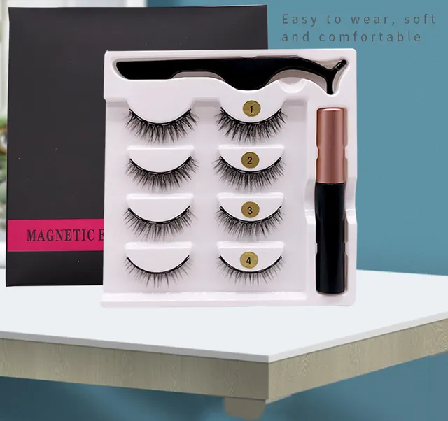 3D Natural Simulation Magnet Eyelashes Spot Four Pairs Of Magnetic Eyeliner Set Suit - Shop at LoveMi
