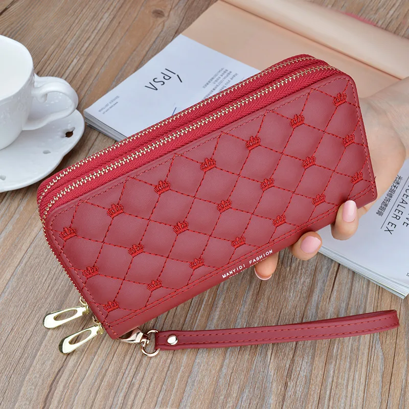 Women's Purse Long Double Zipper Handbags Shoulder Bag Red - Shop at LoveMi