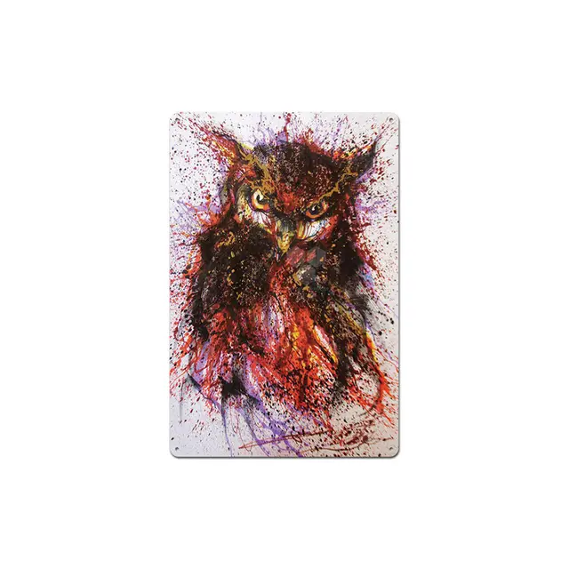 Retro Tin Painting Animal Column Decoration Painting Bar Cafe Mural Background Wall 5Style - Shop at LoveMi