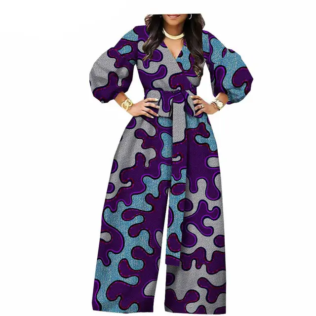 New Style African Ethnic Printed And Dyed Wax Cloth Cotton Printed Real Wax Ladies Jumpsuit - Shop at LoveMi
