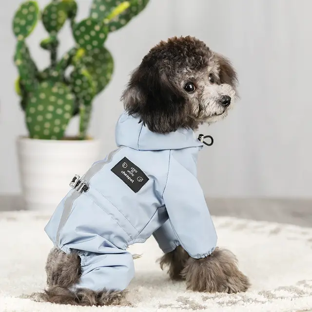 Waterproof Mesh Breathable Sweat absorbent Reflective Dog Raincoat Jacket Blue - Shop at LoveMi