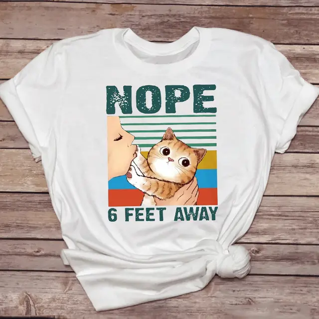 Female Tshirt Clothing Pet Drinking Coffee Funny Cat Tops 7Style - Shop at LoveMi