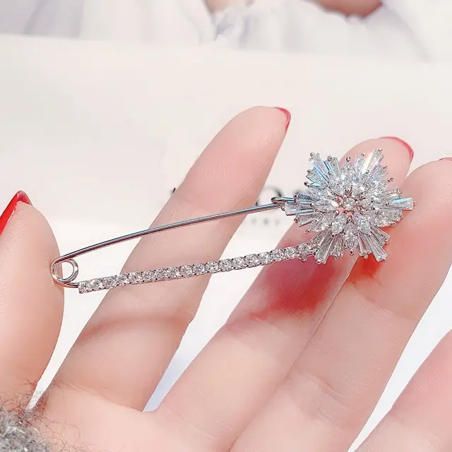 Big Snowflake Pin Ornaments Exquisite Zircon True Platinum - Shop at LoveMi