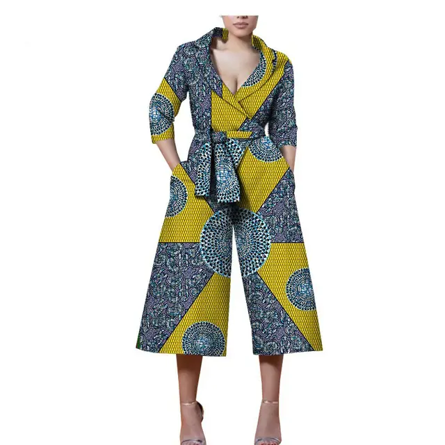 New Style African Ethnic Characteristic Batik Printed Cotton Casual Jumpsuit - Shop at LoveMi