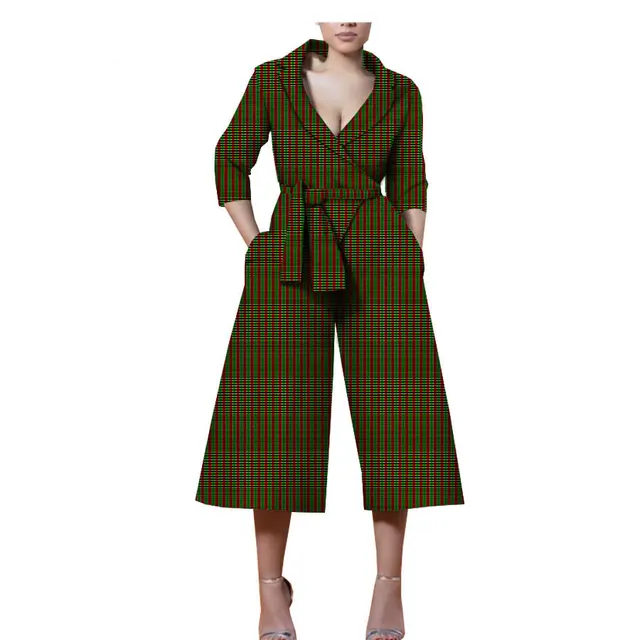 New Style African Ethnic Characteristic Batik Printed Cotton Casual Jumpsuit G - Shop at LoveMi