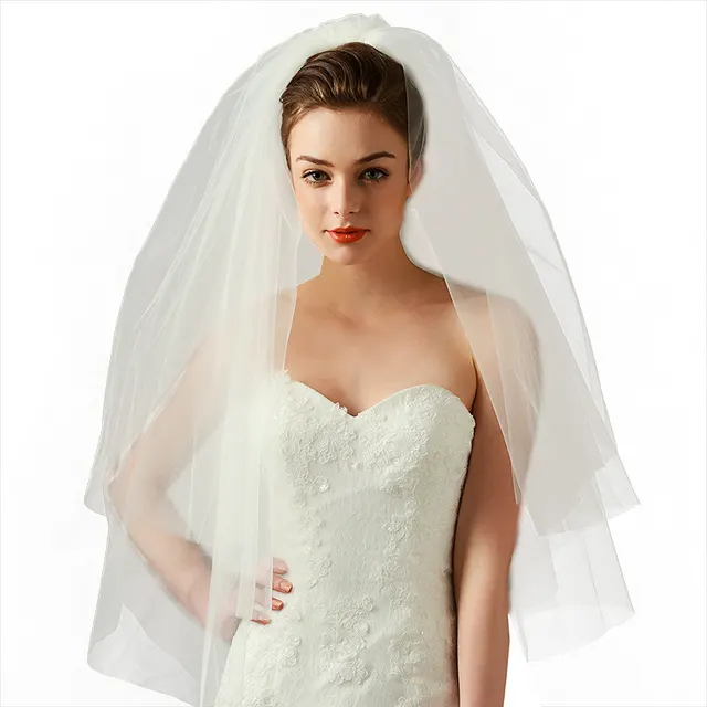 Fluffy Hard Mesh Veil With Hair Comb White - Shop at LoveMi