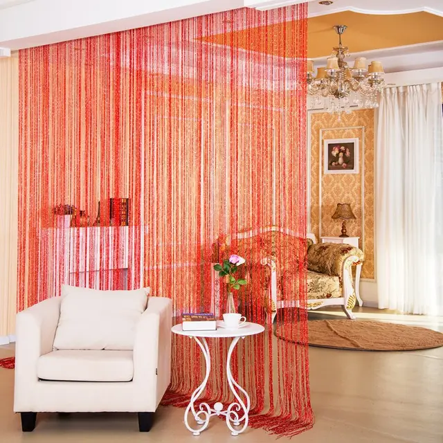 Door Curtain Dilver Thread Curtain Partition Curtain Hanging Curtain Window Screen Bright Red - Shop at LoveMi