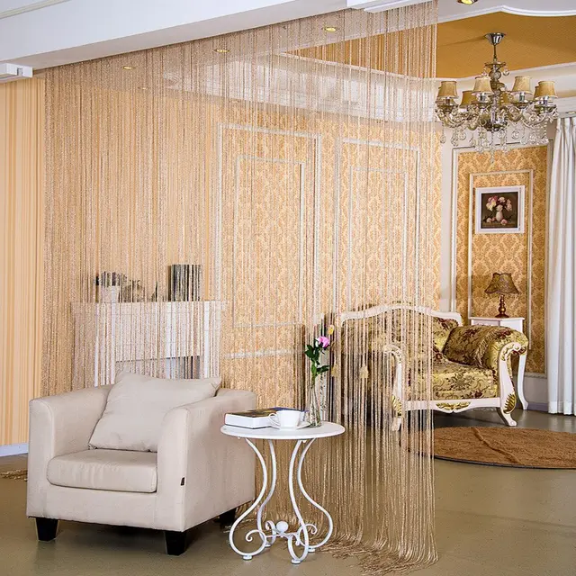 Door Curtain Dilver Thread Curtain Partition Curtain Hanging Curtain Window Screen Champagne - Shop at LoveMi