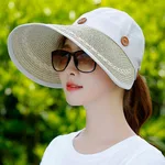Summer Riding Windbreak Hat Sun Hat Fashion Detachable Hollow Hat Korean Big Brim Sun Hat - Beige