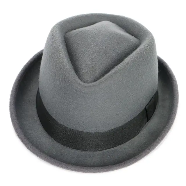 Autumn And Winter New British Woollen Hat Top Hat Men'S Panama Jazz Hat Black Women'S Imitation Felt Hat Grey - Shop at LoveMi