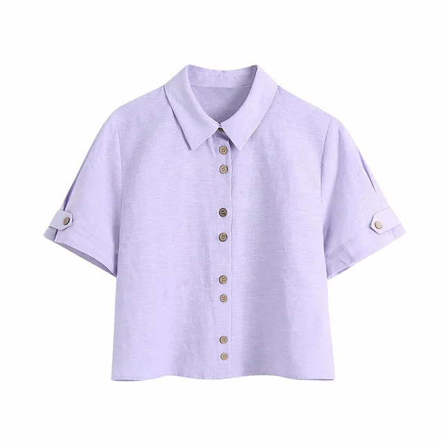 Summer New Women's Clothing European And American Style Wooden Button Holiday Shirt Casual Shorts Shirt - Shop at LoveMi