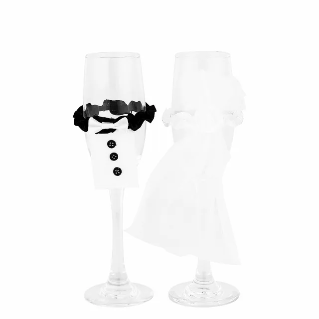 Chuangda Wedding Cup Decoration Creative Cloth Wedding Dress Valentine'S Gift Wedding Place Decoration Black - Shop at LoveMi